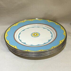 Set of 4 Goden Rabbit Enamelware Plates 8.5" By Laura Fair